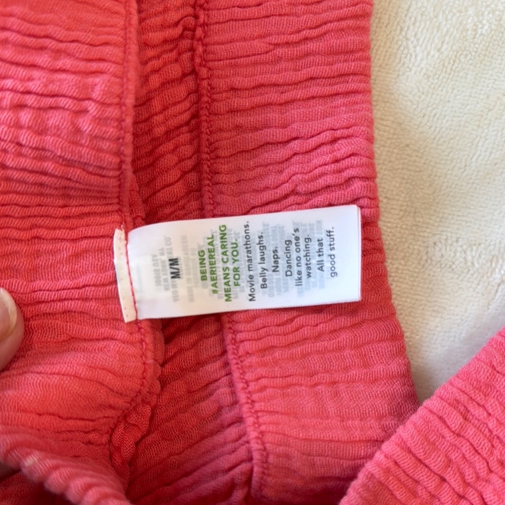 Aerie Pink Linen Crop Top - Picture 2 of 3